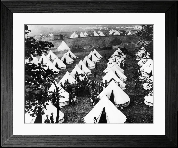 Framed Print : A blanket tossing interlude for the Manchester Battalions in training at Heaton Park