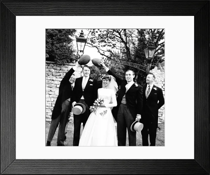 Framed Print : Rugby International John Currie seen here on his wedding to Patricia Williams at Salford