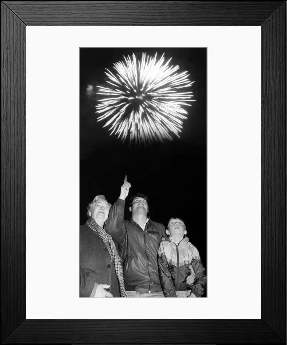 Framed Print : North East Festivals The Bull family watch the firework display at North Shields Framed Print : North East Festivals The Bull family watch the firework display at North Shields