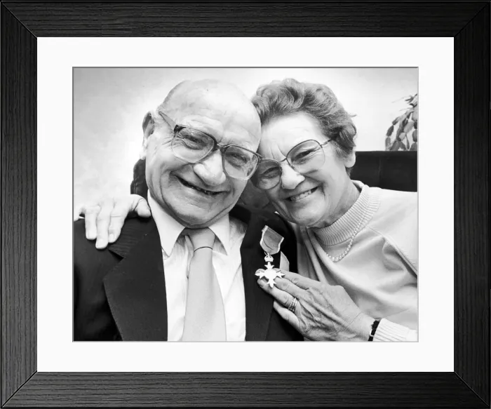 Framed Print : Disabilities Campaigner and sportsman seen here with his wife Peggy after their visit to Framed Print : Disabilities Campaigner and sportsman seen here with his wife Peggy after their visit to