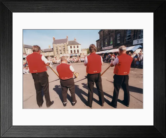 Framed Print : North East Festivals The Alnwick Music Festival 6 August 1997 - A horn blowing