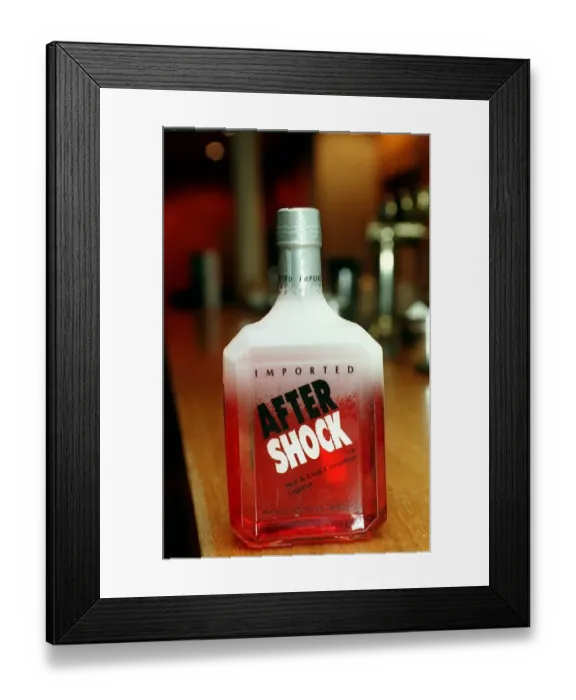 Framed Print : Bottle of After Shock Imported Liqueur, 18th January 1999
