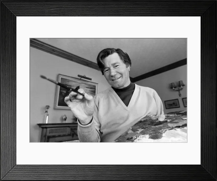Framed Print : Reg Varney, actor and painter, touches up his latest work, at home in Enfield Framed Print : Reg Varney, actor and painter, touches up his latest work, at home in Enfield