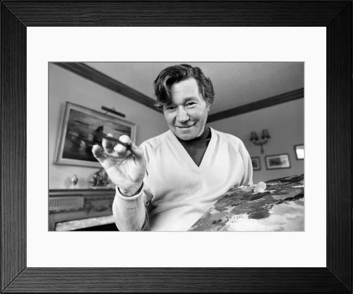 Framed Print : Reg Varney, actor and painter, touches up his latest work, at home in Enfield Framed Print : Reg Varney, actor and painter, touches up his latest work, at home in Enfield