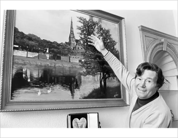 Reg Varney, actor and painter, with one of his favourite works