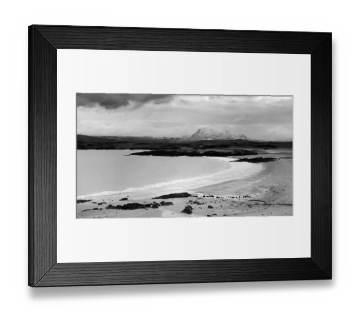 Framed Print : Firemore Sands, Inverasdale with Beinn Airidh Charr in the background. 26th April 1952