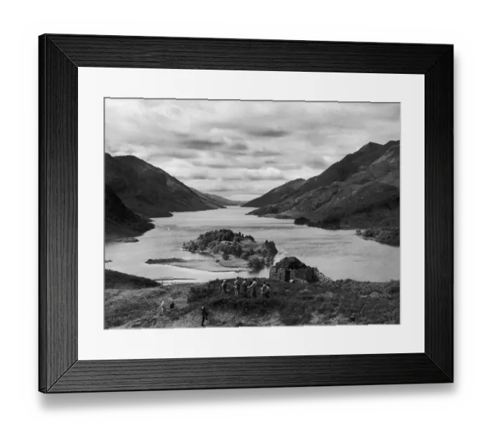 Framed Print : Tor Choicht, 500 feet above Loch Shiel a film crew prepare to film the gathering of Framed Print : Tor Choicht, 500 feet above Loch Shiel a film crew prepare to film the gathering of