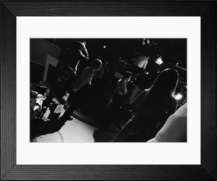 Framed Print : Studio technicians seen here at work during the recording of Jim Framed Print : Studio technicians seen here at work during the recording of Jim