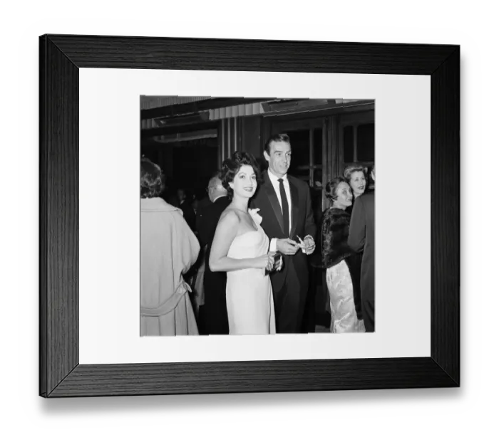 Framed Print : Sean Connery and Zena Marshal attend the Film Premiere of DR NO