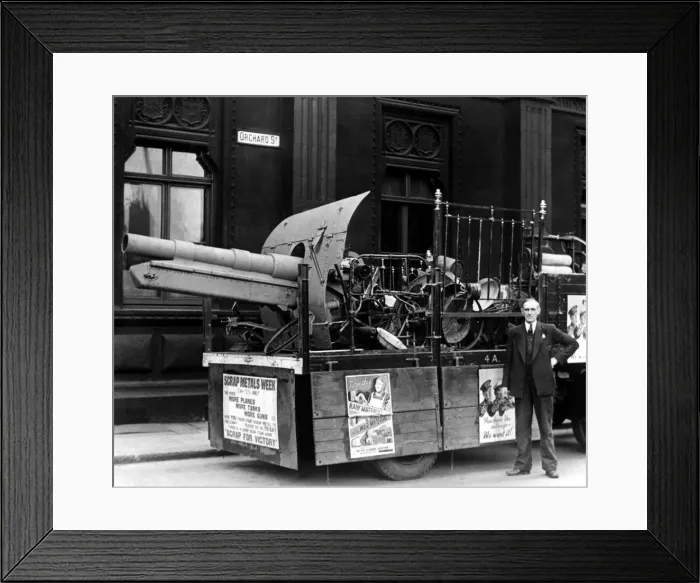Framed Print : A First World War artillery gun was among a lorry load of scrap metal which toured Framed Print : A First World War artillery gun was among a lorry load of scrap metal which toured