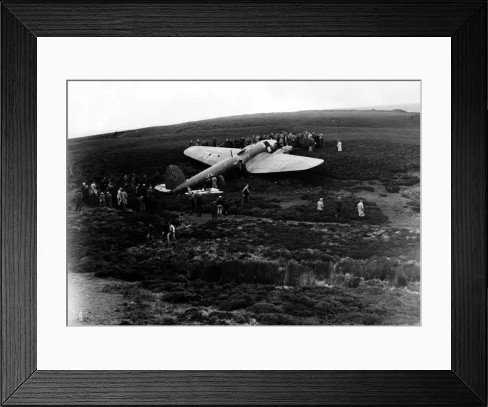 Framed Print : A German Heinkel He 111 medium bomber aircraft, shot down near Edinburgh during World War Framed Print : A German Heinkel He 111 medium bomber aircraft, shot down near Edinburgh during World War