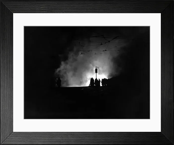 Framed Print : A blaze near St Andrews Church, Newcastle, was a test for auxiliary firemen on duty Framed Print : A blaze near St Andrews Church, Newcastle, was a test for auxiliary firemen on duty