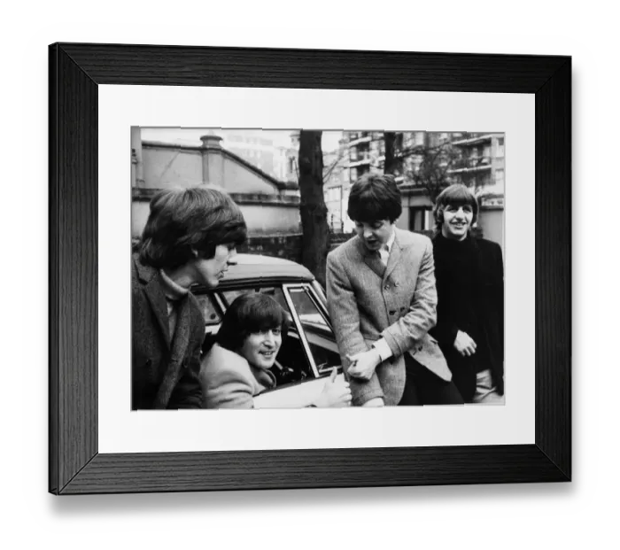 Framed Print : John Lennon passes his driving test in Weybridge Paul McCartney Ringo Starr