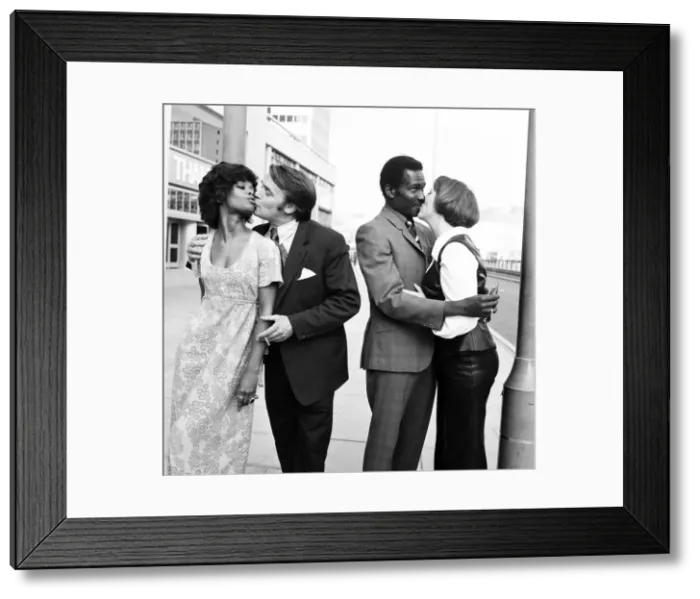 Framed Print : Love Thy Neighbour, cast members of British sitcom, produced by Thames Television for Framed Print : Love Thy Neighbour, cast members of British sitcom, produced by Thames Television for