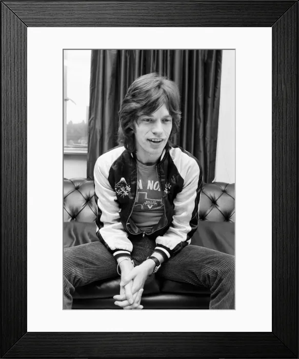 Framed Print : Mick Jagger lead singer with the Rolling Stones seen here relaxing in a West End hotel Framed Print : Mick Jagger lead singer with the Rolling Stones seen here relaxing in a West End hotel