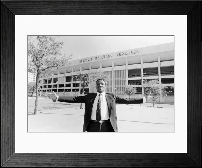 Framed Print : Laurie Cunningham pictured outside the Bernabeu Stadium. Twenty six of October 1982 Framed Print : Laurie Cunningham pictured outside the Bernabeu Stadium. Twenty six of October 1982
