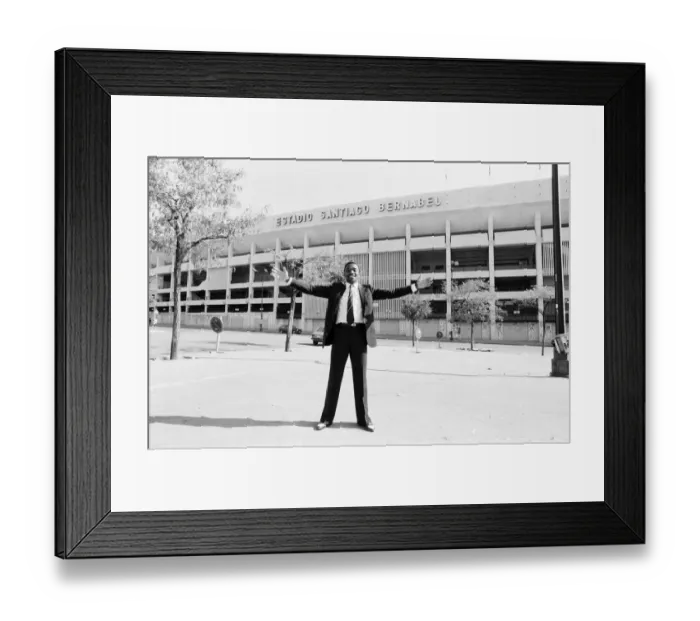 Framed Print : Laurie Cunningham pictured outside the Bernabeu Stadium. Twenty six of October 1982 Framed Print : Laurie Cunningham pictured outside the Bernabeu Stadium. Twenty six of October 1982