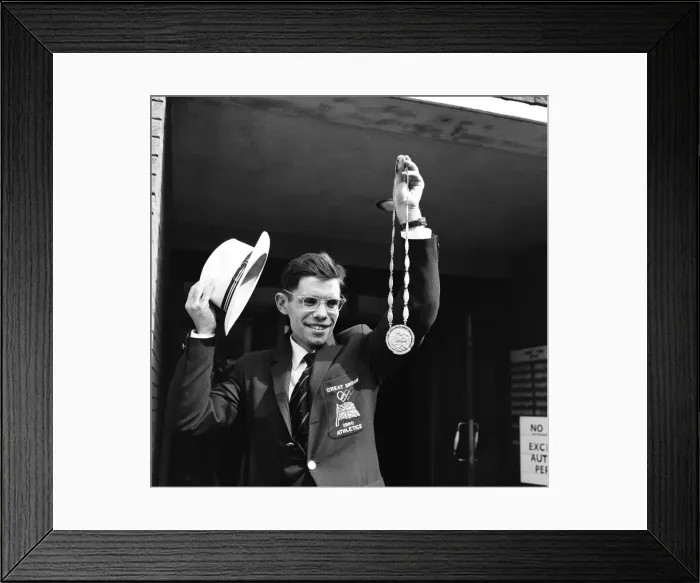 Framed Print : Don Thompson, British athlete, pictured on his return from the Olympic Games Framed Print : Don Thompson, British athlete, pictured on his return from the Olympic Games