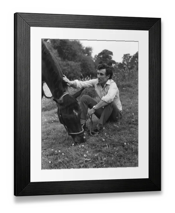 Framed Print : Paddy McMahon with Penwood Forge Mill at Penwood Stables, 31st July 1973 Framed Print : Paddy McMahon with Penwood Forge Mill at Penwood Stables, 31st July 1973