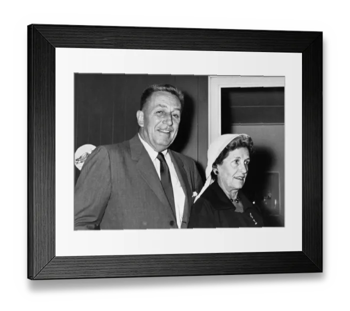 Framed Print : Walt Disney and his wife arrive at Southampton in Linder United States Framed Print : Walt Disney and his wife arrive at Southampton in Linder United States
