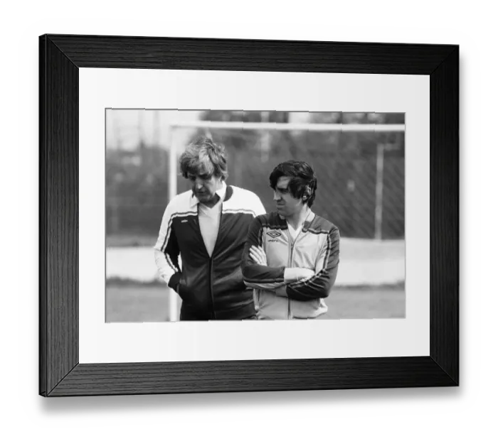 Framed Print : John Bond, Manchester City Football Manager, conducts training session, May 1981 Framed Print : John Bond, Manchester City Football Manager, conducts training session, May 1981