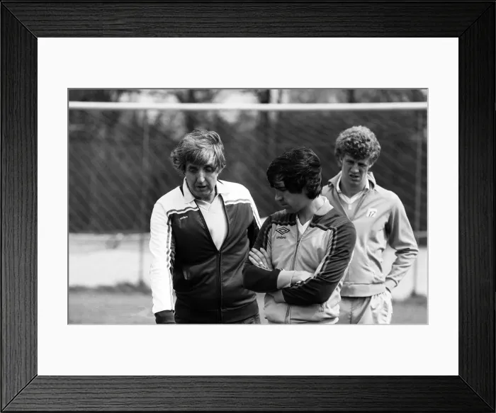 Framed Print : John Bond, Manchester City Football Manager, conducts training session, May 1981 Framed Print : John Bond, Manchester City Football Manager, conducts training session, May 1981