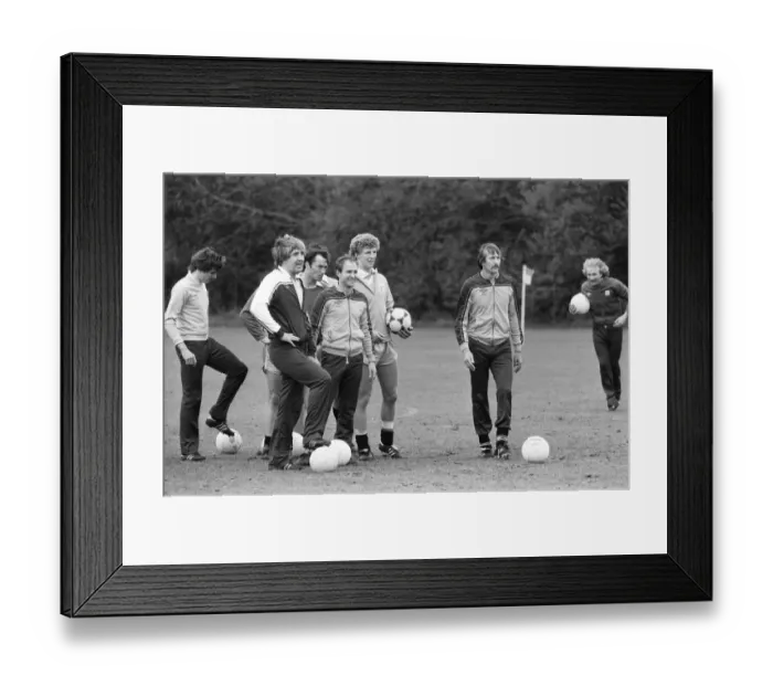 Framed Print : John Bond, Manchester City Football Manager, conducts training session, May 1981 Framed Print : John Bond, Manchester City Football Manager, conducts training session, May 1981
