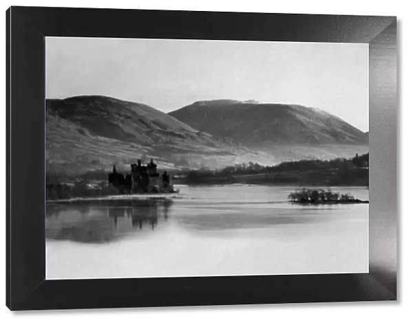 A view across Loch Awe to Kilchurn Castle in Argyll and Bute, Scotland. 16th January 1954
