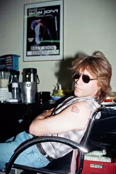 Jon Bon Jovi, lead singer of rock group Bon Jovi, pictured ahead of concert at