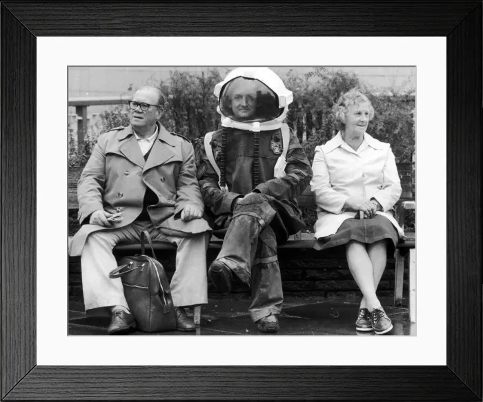 Framed Print : Chris Phipps, Radio WM Disc Jockey, 11th August 1982. With suit from film Outland Framed Print : Chris Phipps, Radio WM Disc Jockey, 11th August 1982. With suit from film Outland