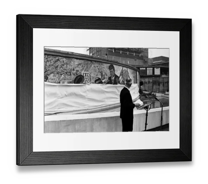 Framed Print : Unveiling of President Kennedy 160, 000 piece memorial mosaic, located in Kennedy Gardens