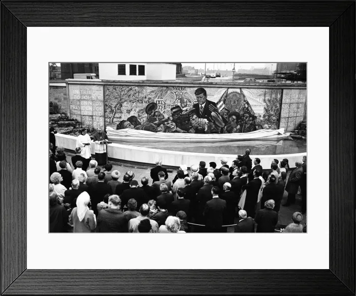 Framed Print : Unveiling of President Kennedy 160, 000 piece memorial mosaic, located in Kennedy Gardens Framed Print : Unveiling of President Kennedy 160, 000 piece memorial mosaic, located in Kennedy Gardens