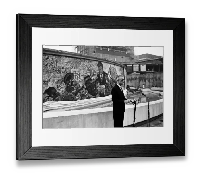 Framed Print : Unveiling of President Kennedy 160, 000 piece memorial mosaic, located in Kennedy Gardens Framed Print : Unveiling of President Kennedy 160, 000 piece memorial mosaic, located in Kennedy Gardens