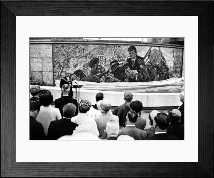 Framed Print : Unveiling of President Kennedy 160, 000 piece memorial mosaic, located in Kennedy Gardens