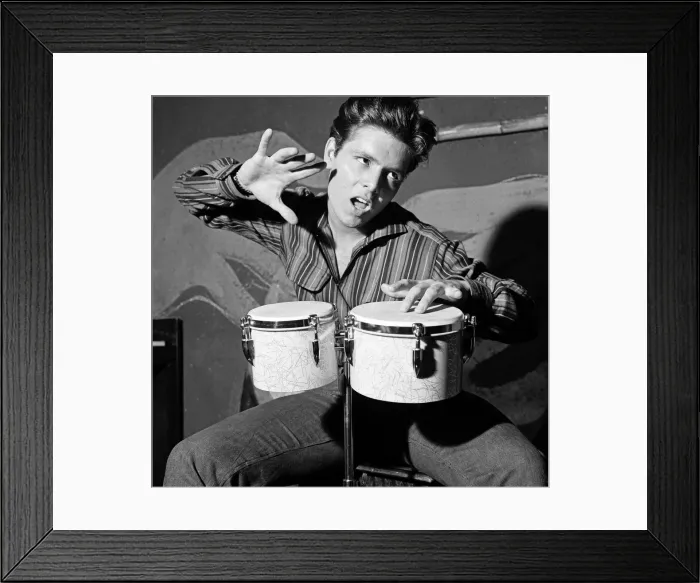 Framed Print : Cliff Richard playing the drums, 1959 Framed Print : Cliff Richard playing the drums, 1959