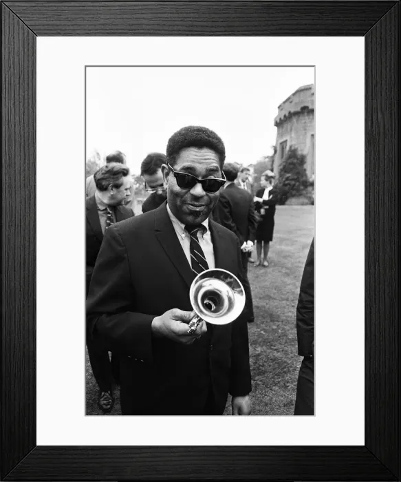 Framed Print : Dizzy Gillespie, Jazz Man at Fort Belvedere near Ascot. 5th June 1963