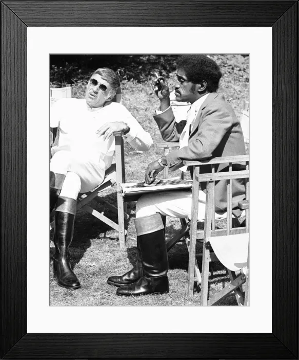 Framed Print : Sammy Davis Junior and Peter Lawford whilst on location at Eastnor Castle, Ledbury Framed Print : Sammy Davis Junior and Peter Lawford whilst on location at Eastnor Castle, Ledbury