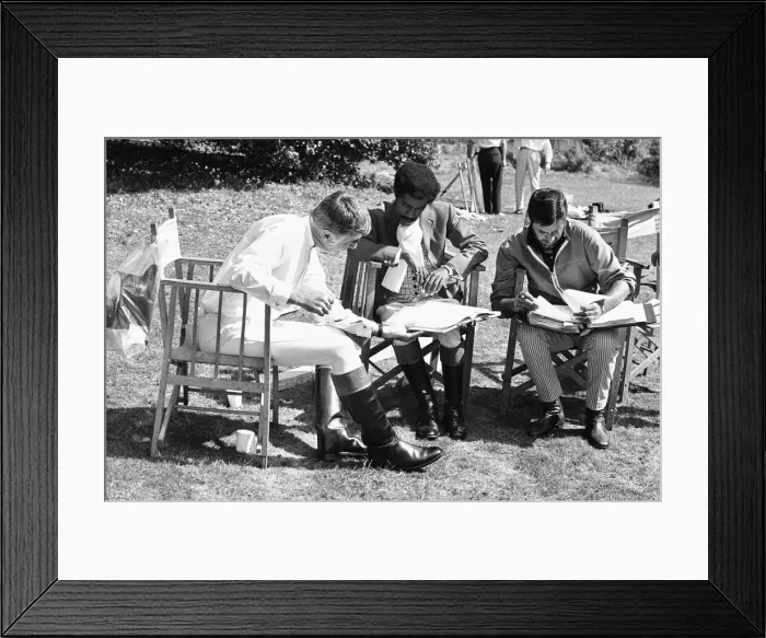 Framed Print : Director Jerry Lewis (right) seen here reading the script with Sammy Davis Junior Framed Print : Director Jerry Lewis (right) seen here reading the script with Sammy Davis Junior