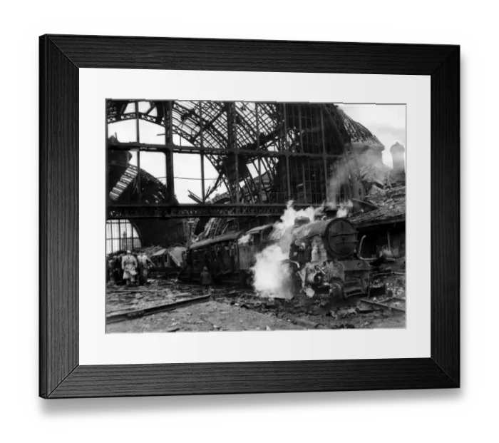 Framed Print : World War Two - Second World War - The ruins after a German air raid on a North East of
