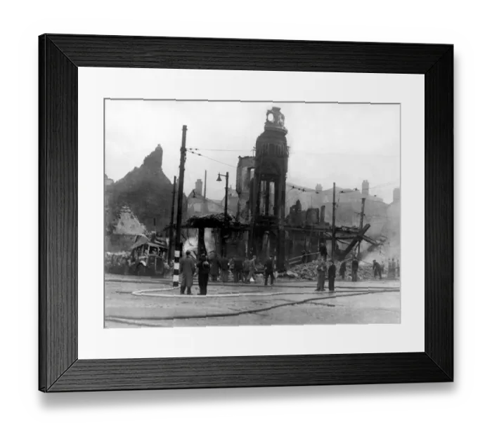 Framed Print : World War Two - Second World War - The ruins after a German air raid on a North East of Framed Print : World War Two - Second World War - The ruins after a German air raid on a North East of