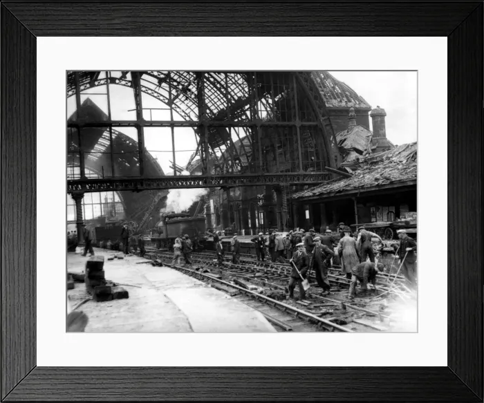 Framed Print : World War Two - Second World War - The ruins after a German air raid on a North East of Framed Print : World War Two - Second World War - The ruins after a German air raid on a North East of