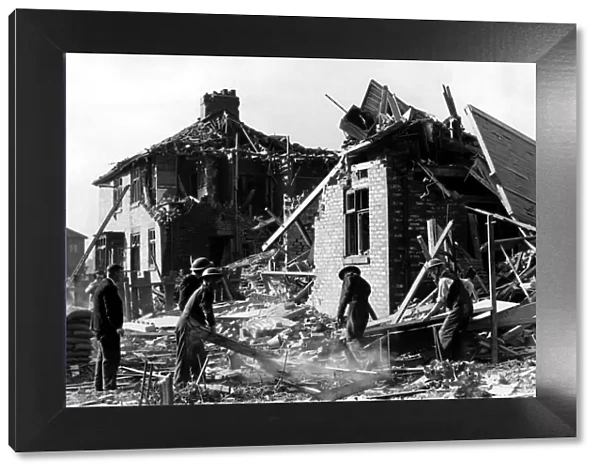 World War Two - Second World War - Severely damaged houses in High Heaton, Newcastle