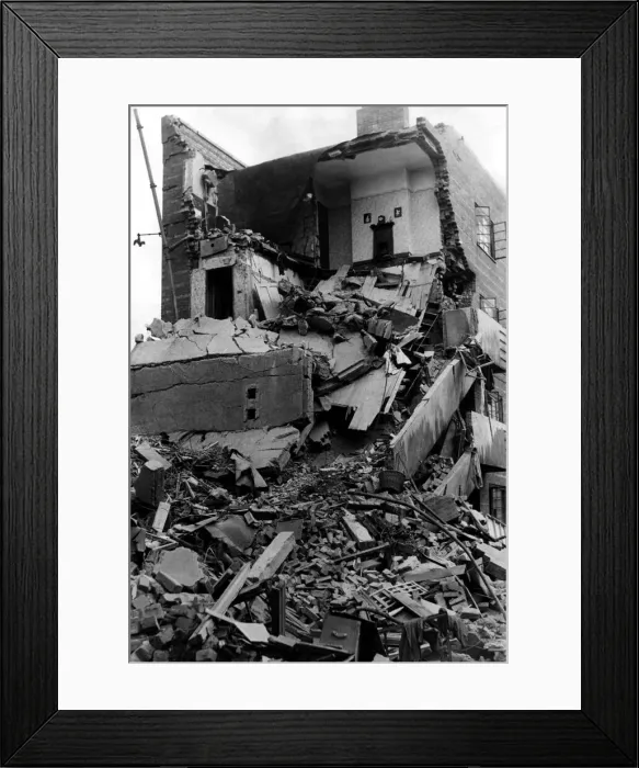 Framed Print : World War Two - Second World War - The ruins after a German air raid on a North East of