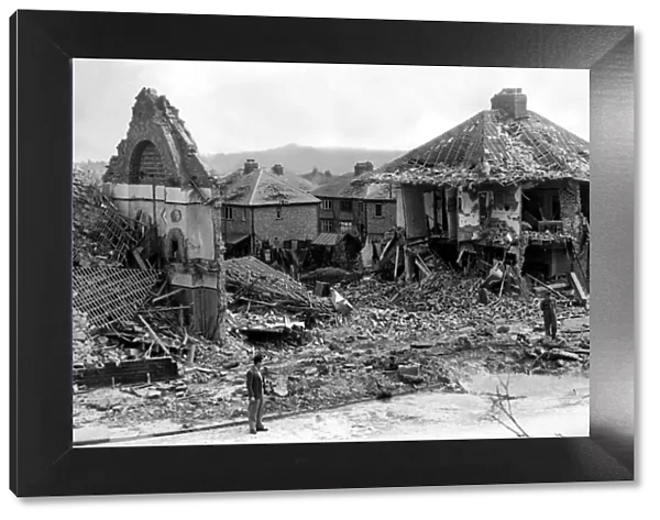 World War Two - Second World War - Bomb damaged houses from a German air raid on a