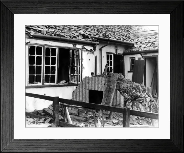 Framed Print : World War Two - Second World War - The ruins after a German air raid on a North East of Framed Print : World War Two - Second World War - The ruins after a German air raid on a North East of
