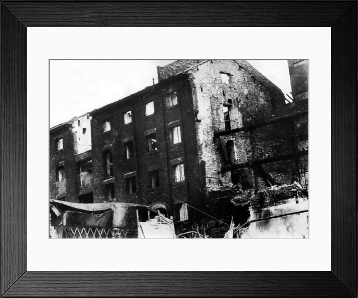 Framed Print : World War Two - Second World War - The ruins after a German air raid on a North East of Framed Print : World War Two - Second World War - The ruins after a German air raid on a North East of