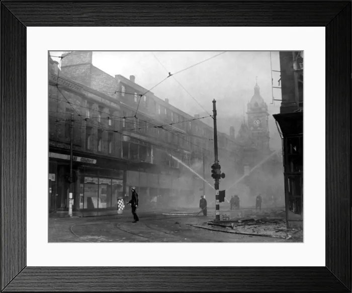 Framed Print : World War Two - Second World War - The ruins after a German air raid on a North East of Framed Print : World War Two - Second World War - The ruins after a German air raid on a North East of