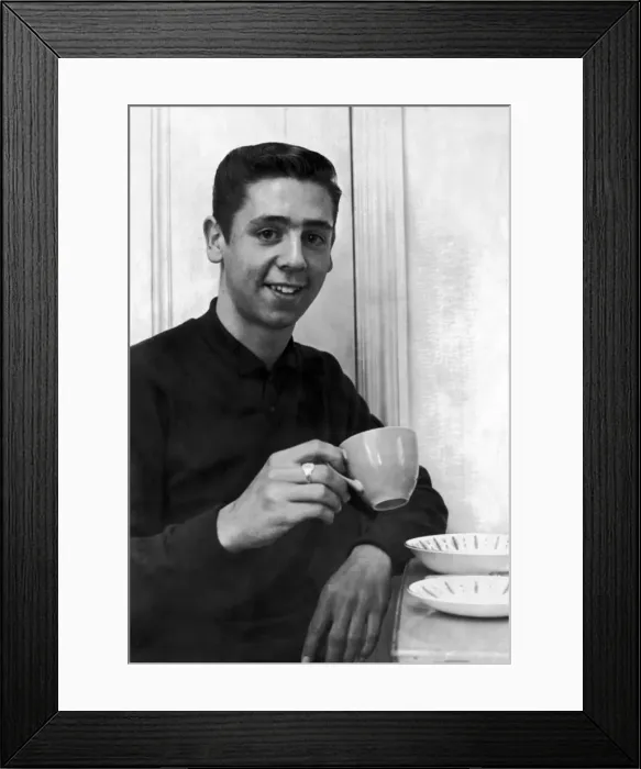 Framed Print : Young footballer Don Masson of Middlesborough heaving a cup of tea after hearing the news Framed Print : Young footballer Don Masson of Middlesborough heaving a cup of tea after hearing the news