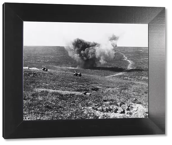 Artillery shell explodes as the British Army advances South of Arras 20th August 1918