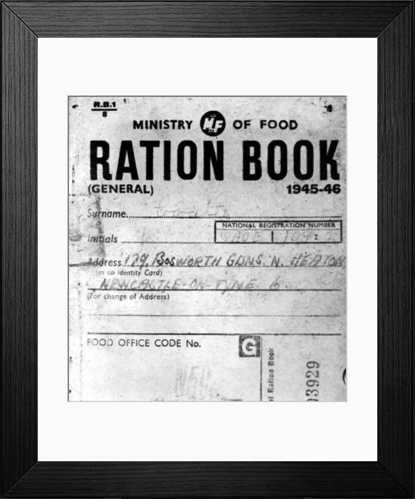 Framed Print : World War Two - Second World War - Ministry of Food Ration Book 1945-46 Framed Print : World War Two - Second World War - Ministry of Food Ration Book 1945-46